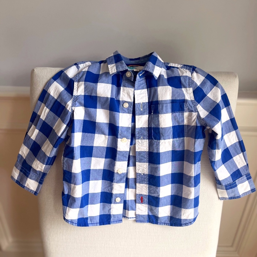 Boden Casual Twill Shirt Blue/White Check 100% Cotton